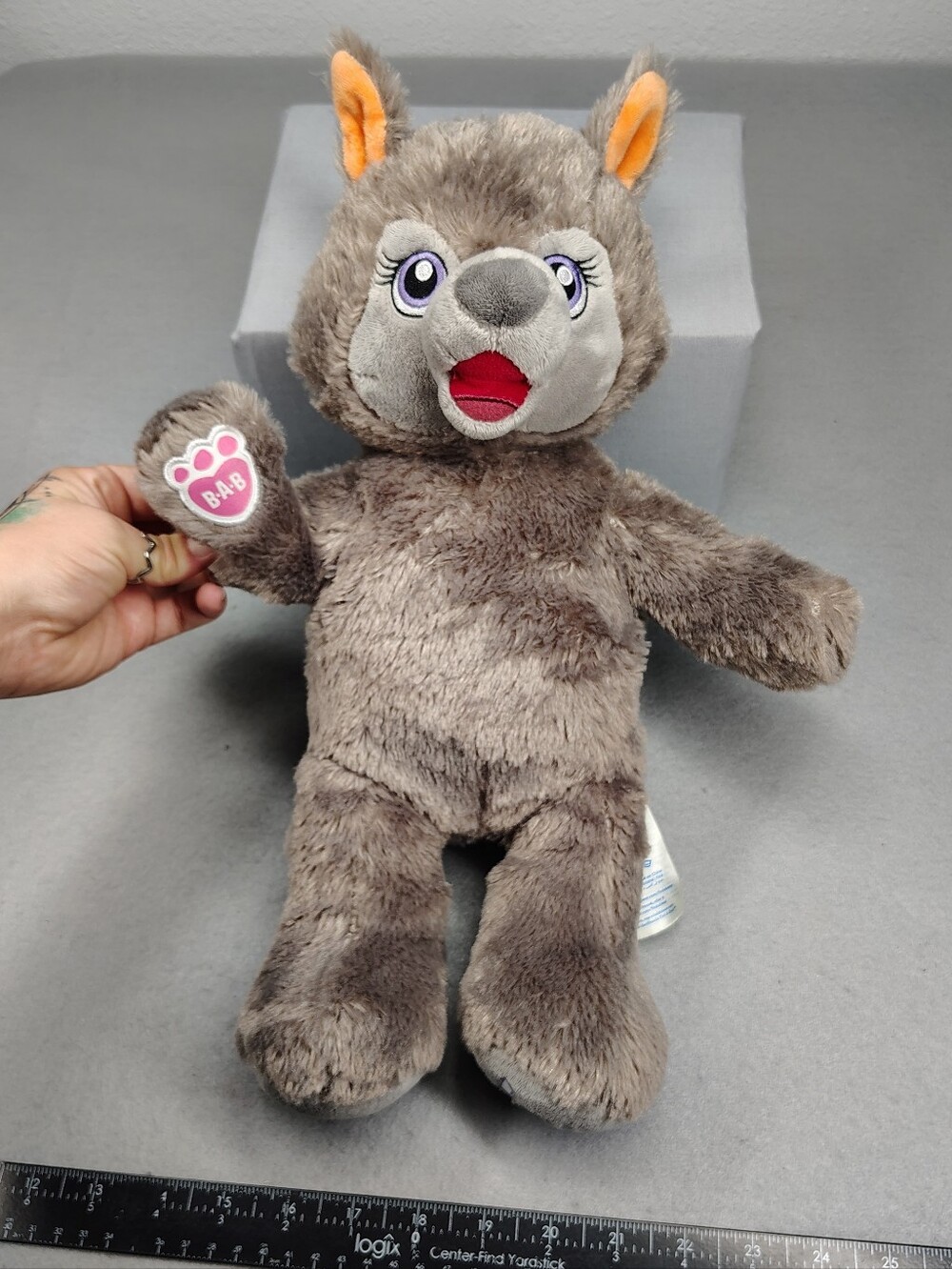 Build A Bear B.A.B. Grey - Violet The Wolf With Purple Eyes